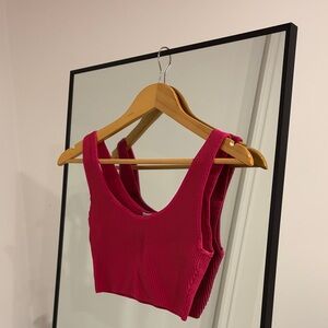 Babaton Pink Sculpt Knit Crop Top